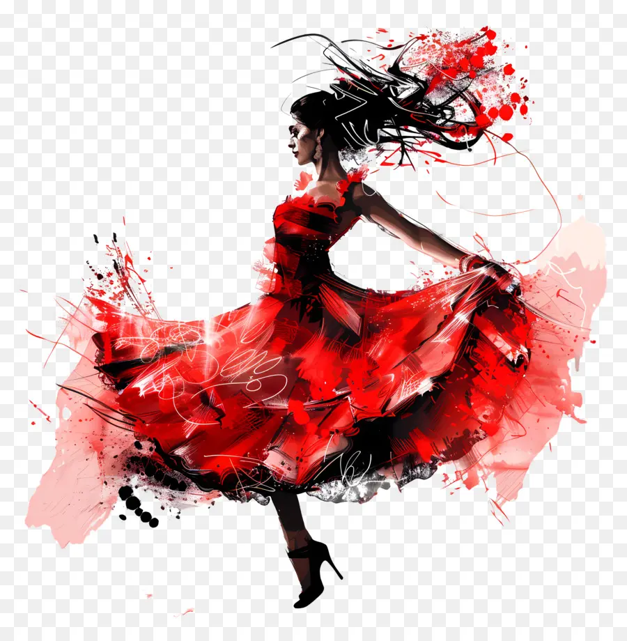 Flamenco Dancing，Peinture Numérique PNG