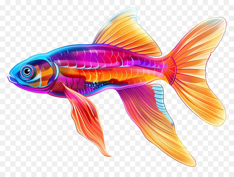 Glofish，Poisson Coloré PNG