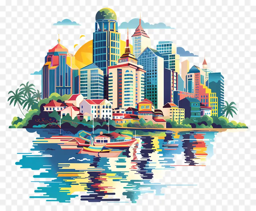 Toits De La Ville De Cebu，Paysage Urbain Moderne PNG