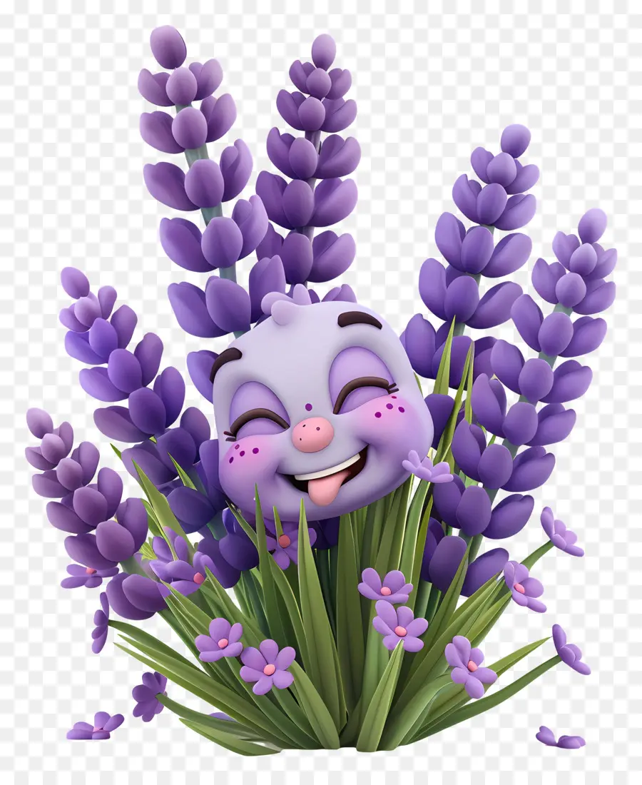 Fleurs De Dessin Animé 3d，Caractère Heureux PNG