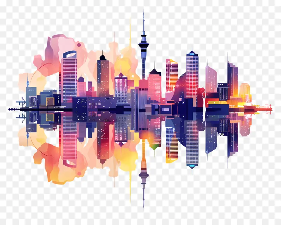 Auckland Skyline，Ville Futuriste PNG