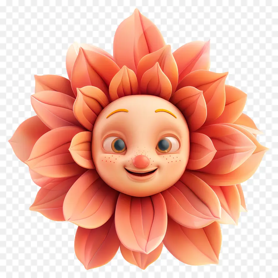 Fleurs De Dessins Animés 3d，Câton Happy Sunflower PNG