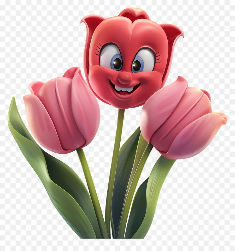 Fleurs De Dessins Animés 3d，Rose Tulipe PNG