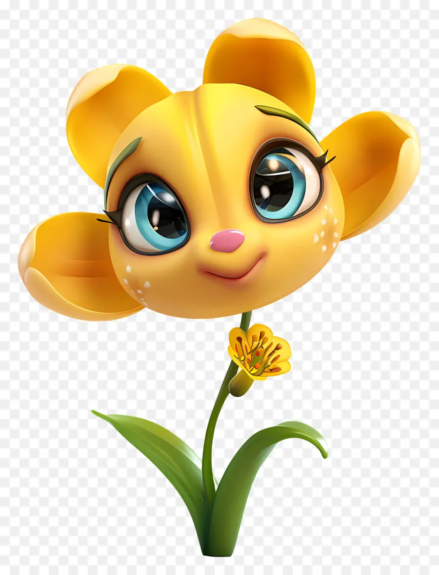 Fleurs De Dessins Animés 3d，Fleur Jaune PNG
