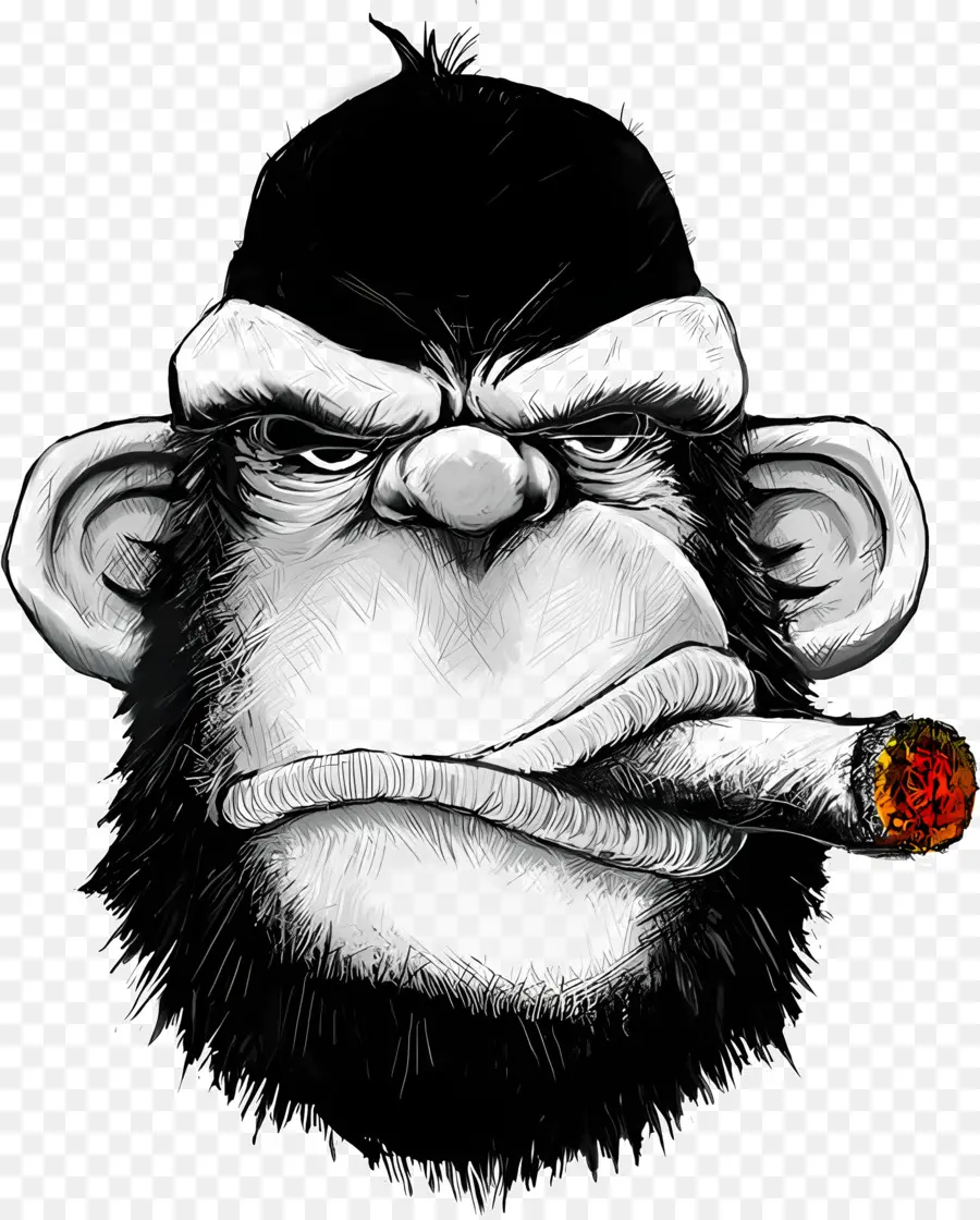 Animal Avec Cigarette，Singe Avec Cigare PNG