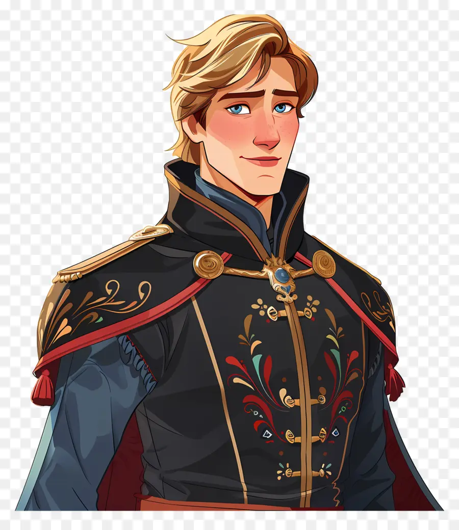 Prince Kristoff，Tenue Noire Et Or PNG