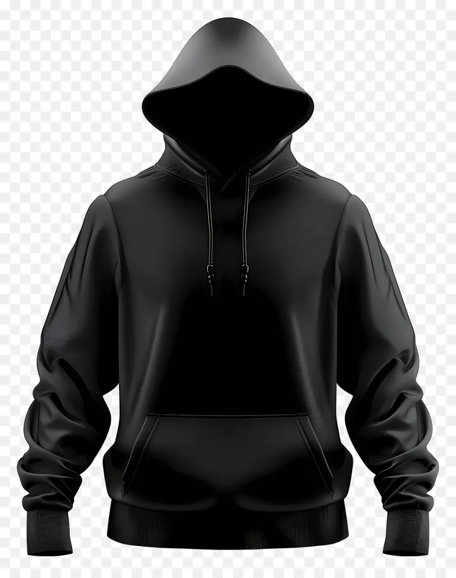 Sweatshirt à Capuche，Noir PNG