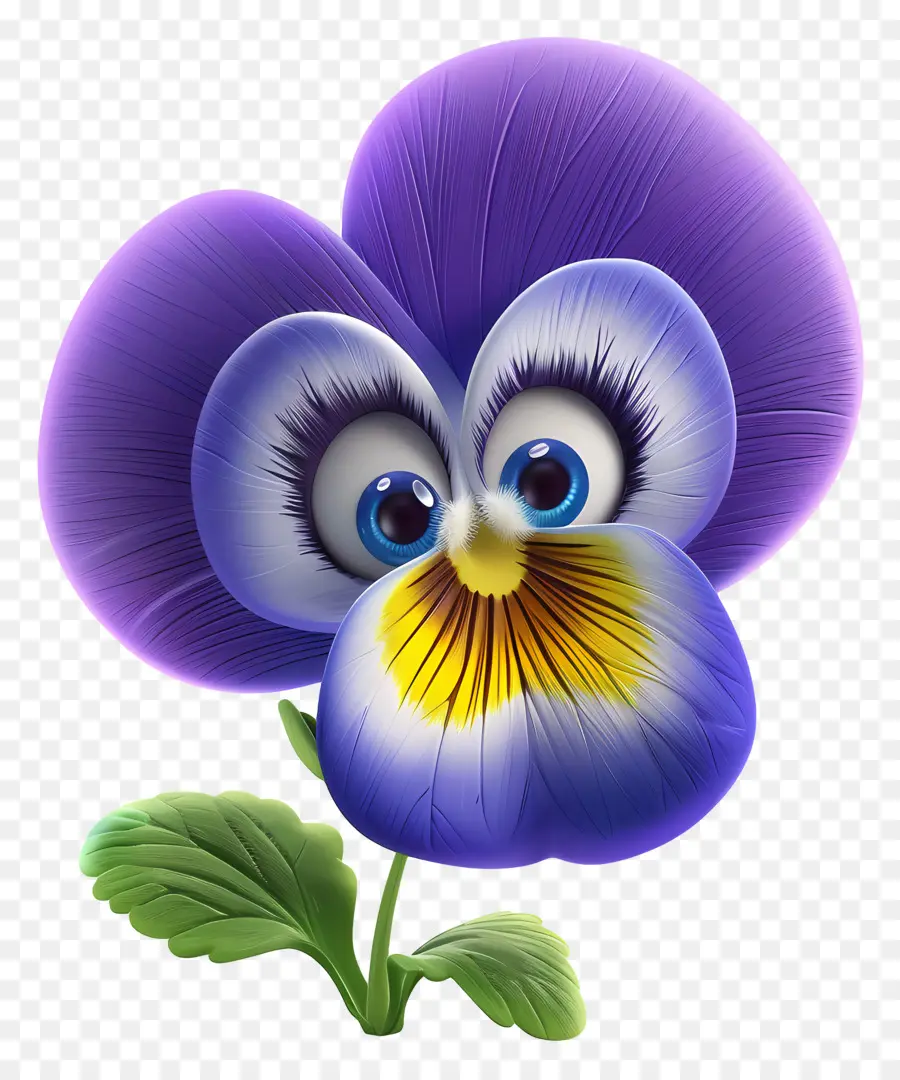 Fleurs De Dessins Animés 3d，Pansy Violet PNG