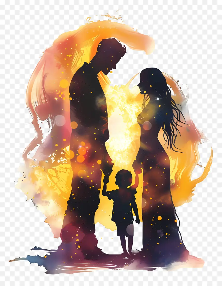 Famille Silhouette，Parents PNG