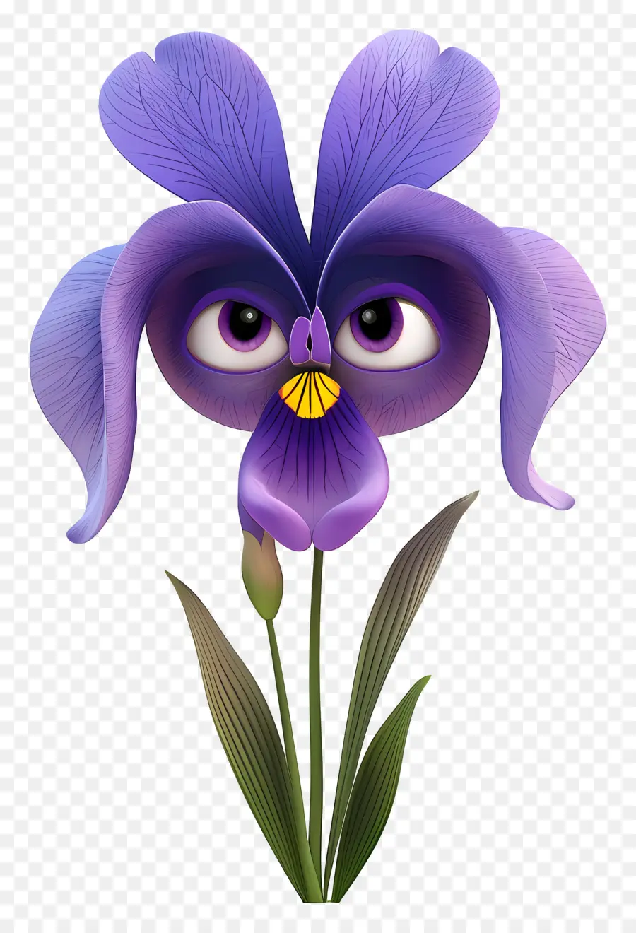 Fleurs De Dessins Animés 3d，Fleur D'iris Violet PNG