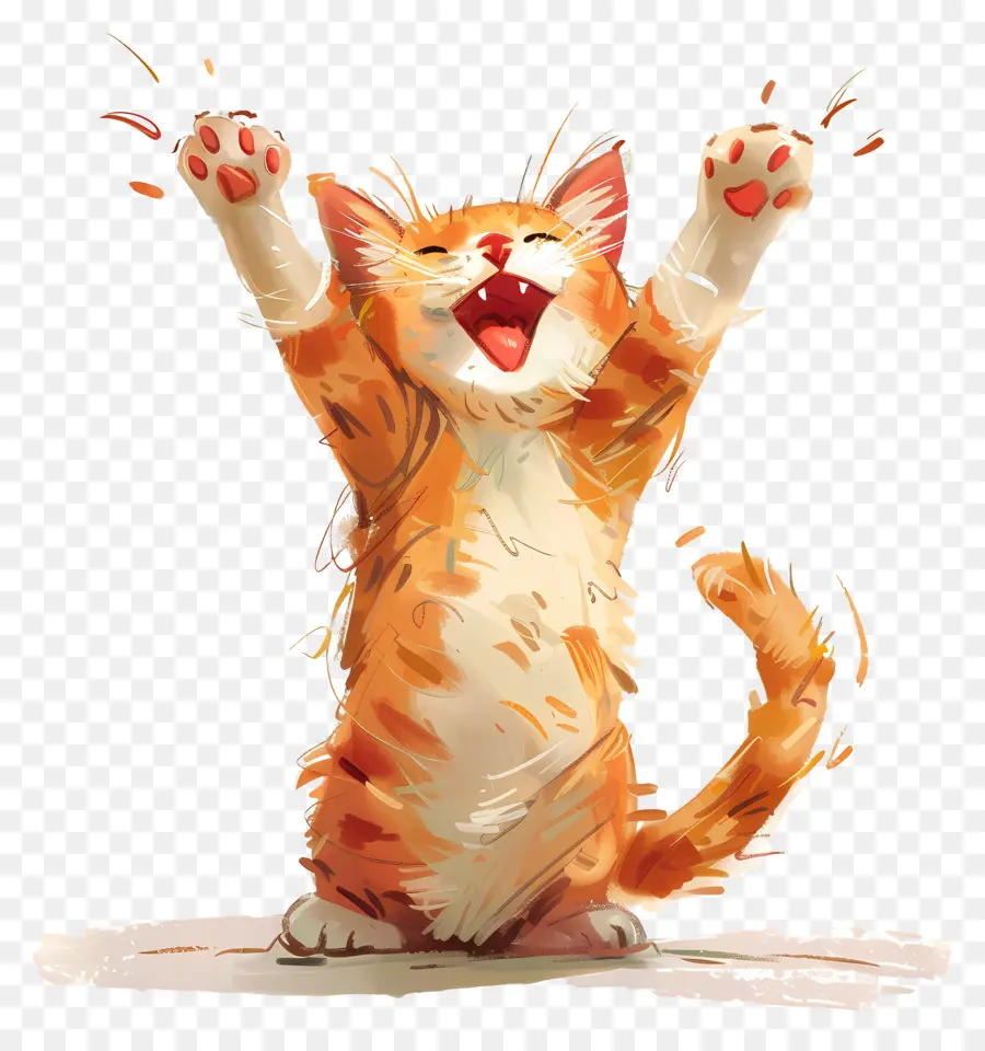 Chat Heureux，Chat Orange PNG