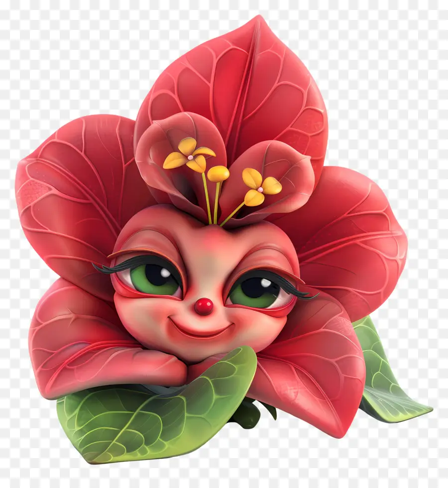 Fleurs De Dessins Animés 3d，Fleur Rouge PNG