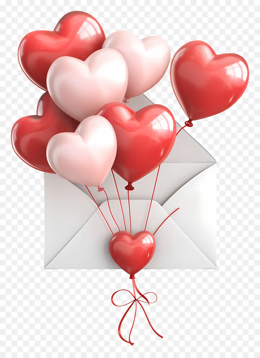 Enveloppe，Ballons Coeur PNG