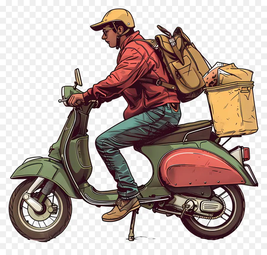 Livreur，Scooter PNG
