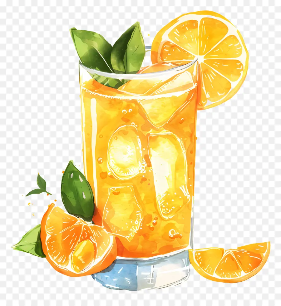 Jus D'orange，Des Tranches De Citron PNG