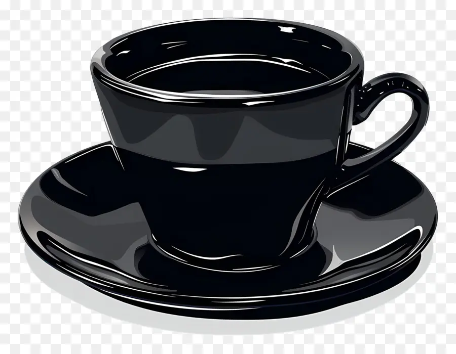 Café Noir，Coupe Noire Et Soucoupe PNG