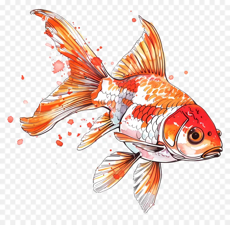 Poisson Rouge，Peinture à L'aquarelle PNG