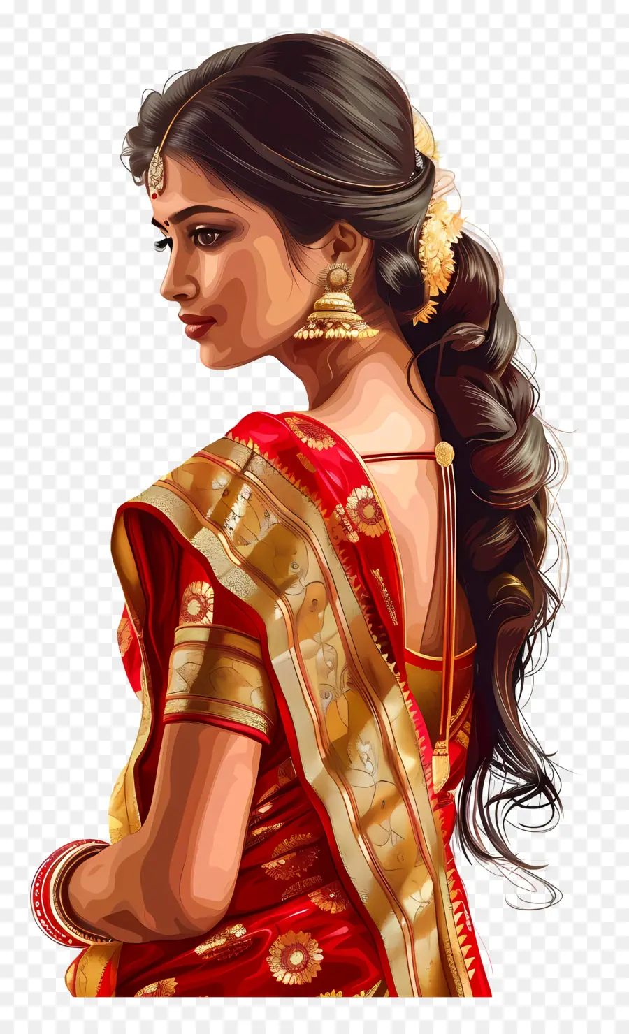 Saree Banarasi，Femme Traditionnelle PNG