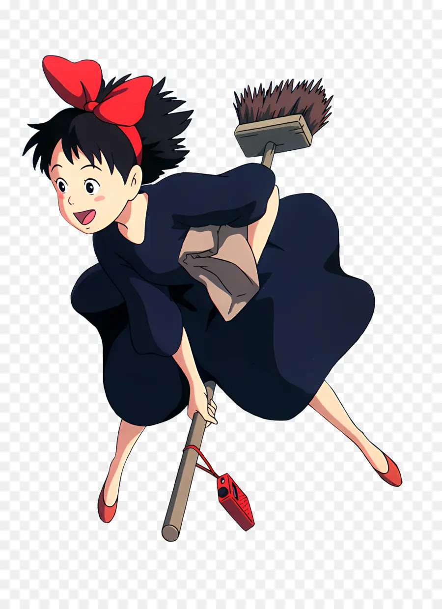 Studio Ghibli，Fille Volante Avec Un Balai PNG