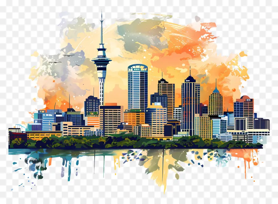 Auckland Skyline，Paysage Urbain PNG