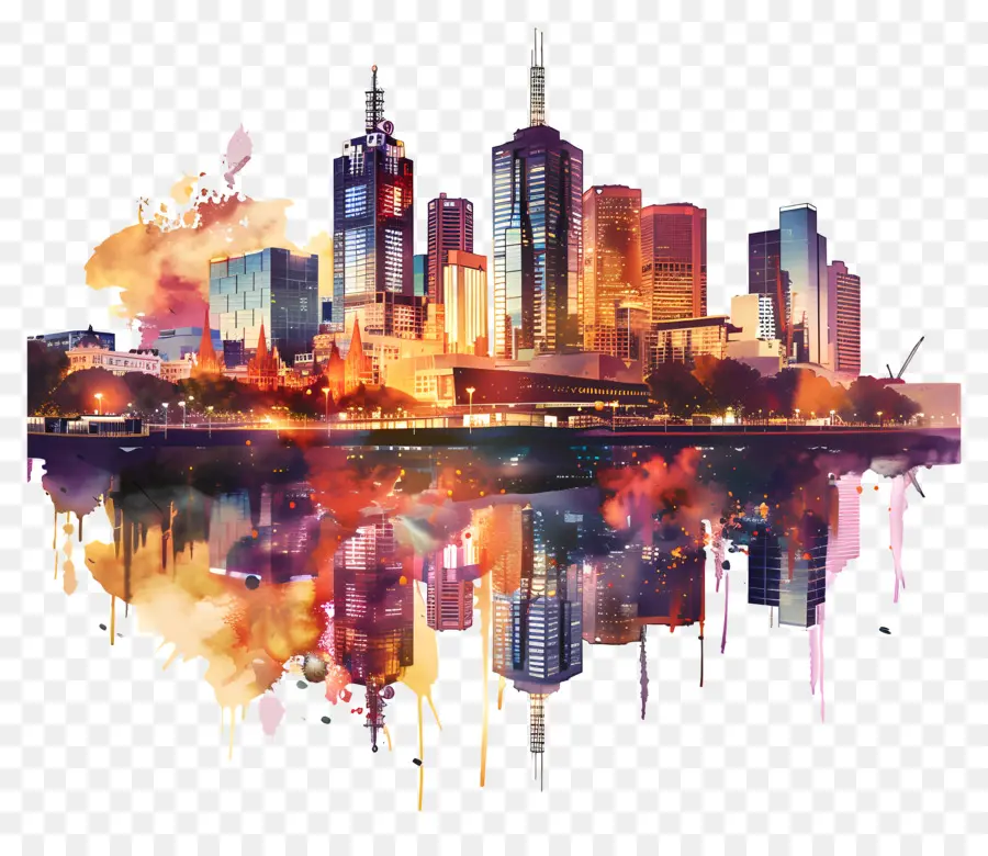 Melbourne City Skyline，Skyline De Melbourne PNG