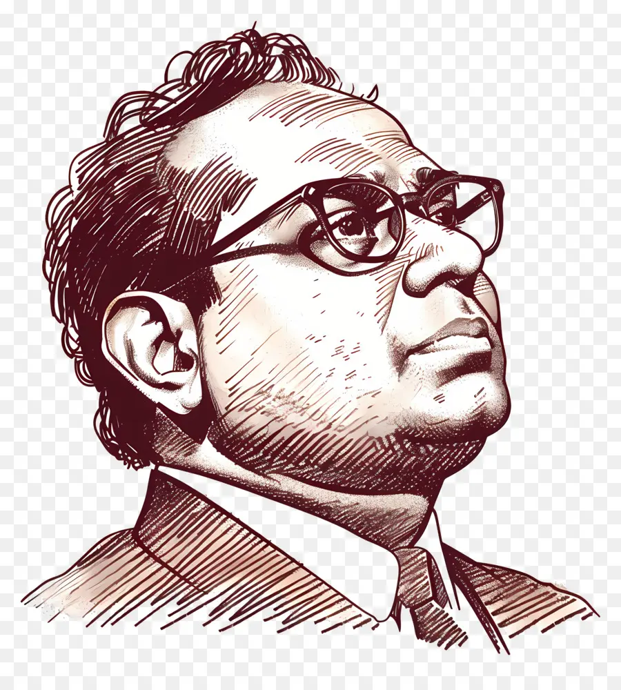 Bhimrao Ramji Ambedkar，Noir Et Blanc Croquis PNG