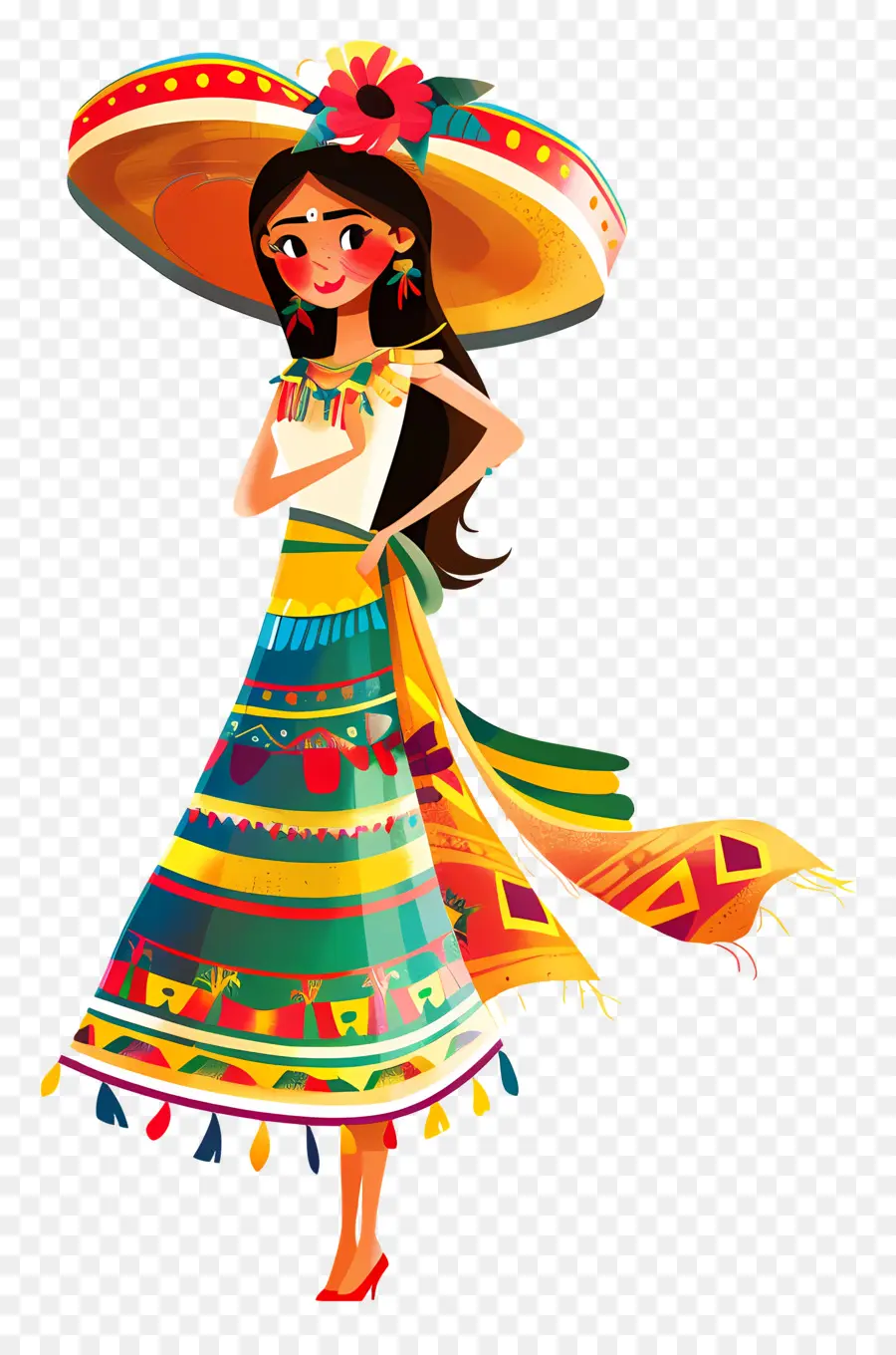 Cinco De Mayo，Femme En Costume Traditionnel PNG