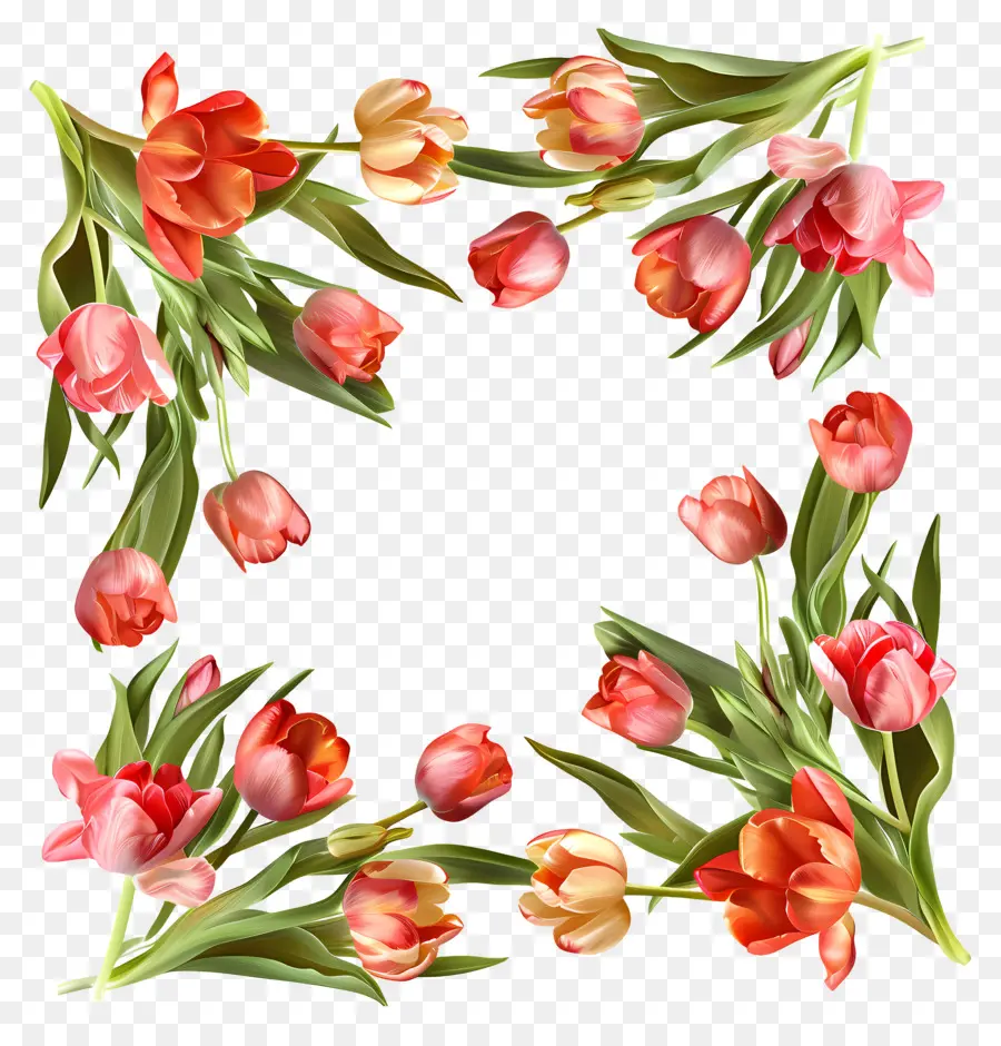Cadre Du 1er Mai，Tulipes Roses PNG