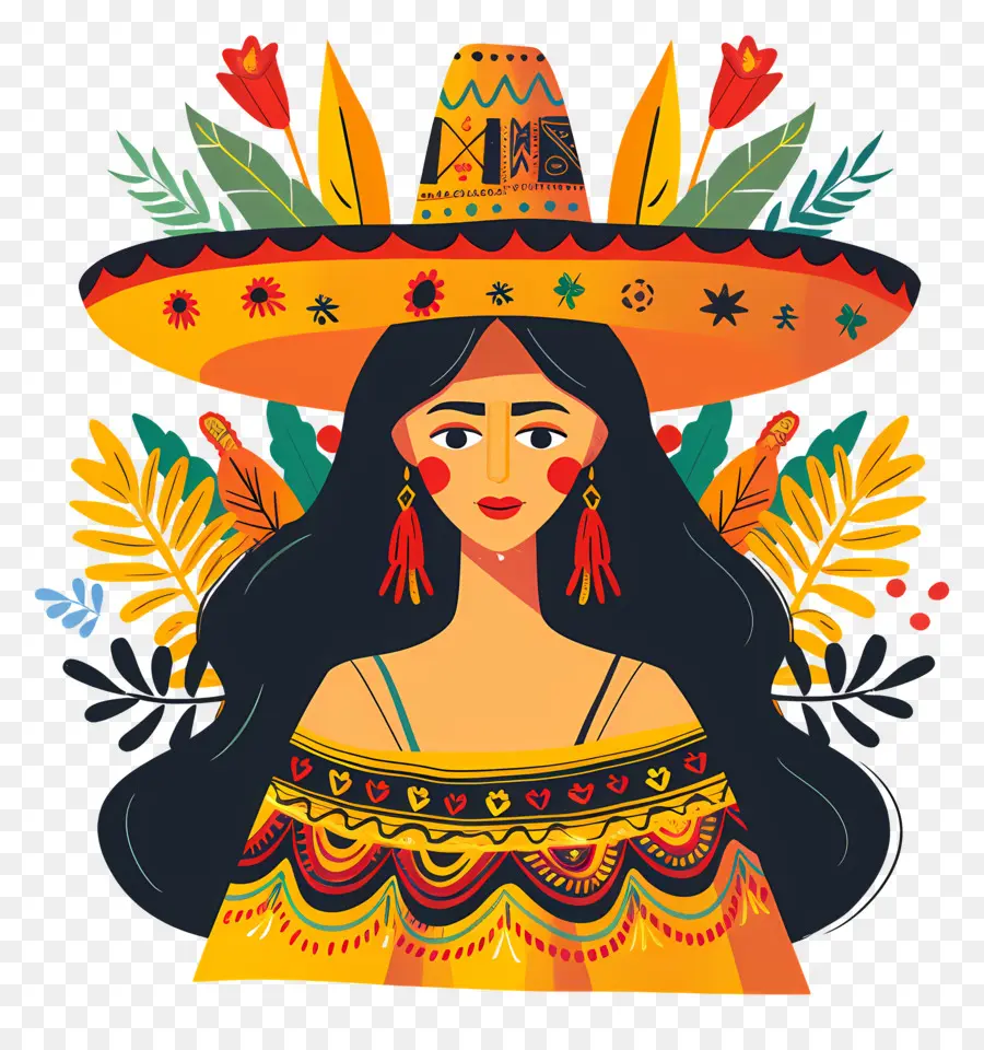 Cinco De Mayo，Femme Au Sombrero PNG