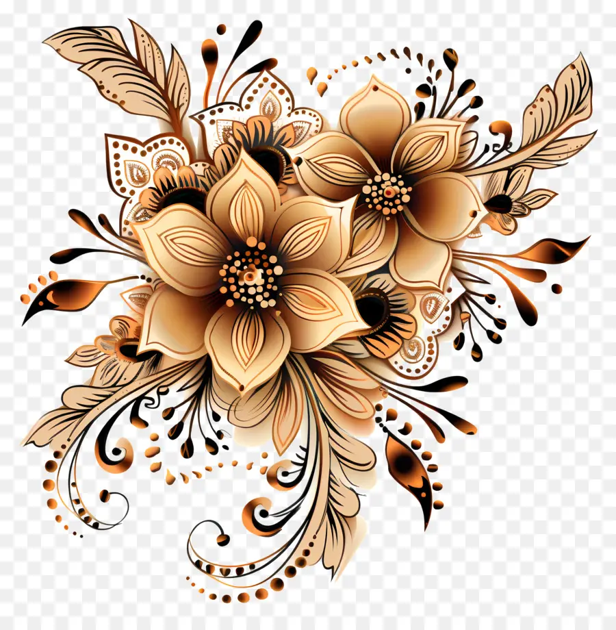 Fleur De Conception Mehndi，Design Floral PNG
