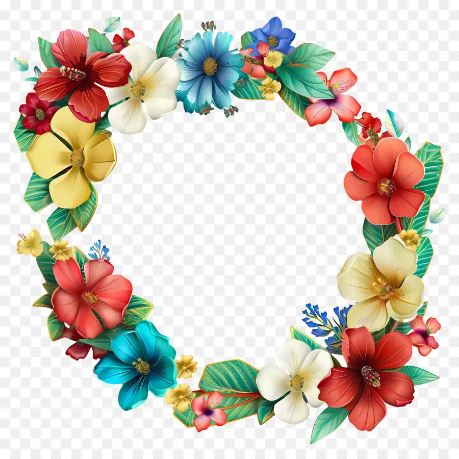 Cadre Du 1er Mai，Couronne De Fleurs PNG