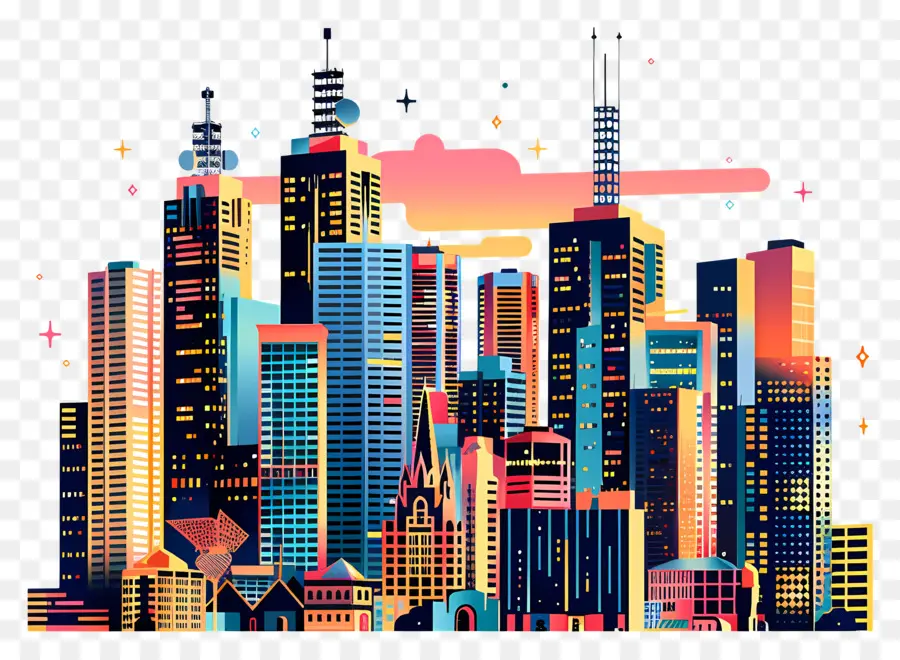 Melbourne City Skyline，Ville Futuriste PNG