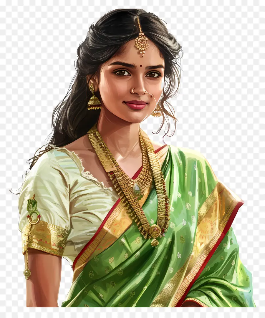 Kancheepuram Pattu Sari，Femme Traditionnelle En Sari PNG