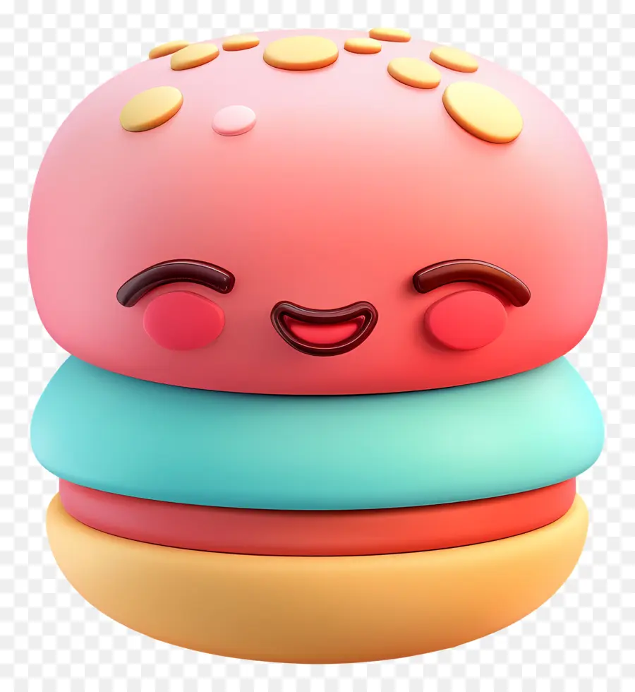 Dessert De Dessin Animé 3d，Hamburger Mignon PNG