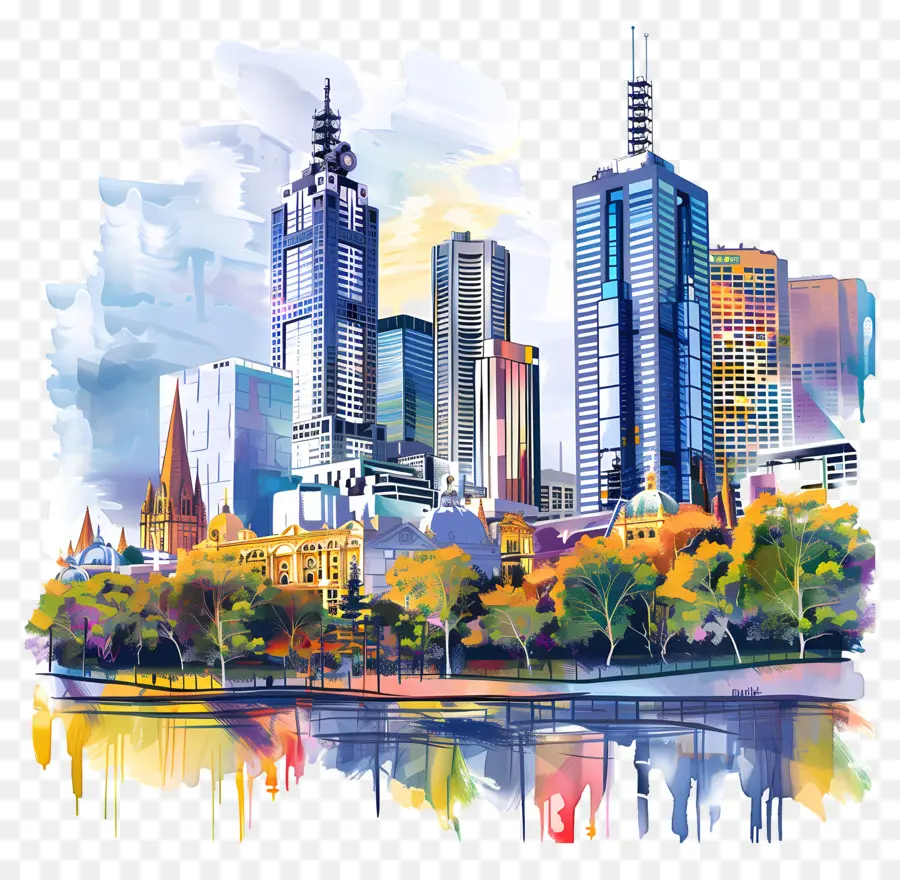 Melbourne City Skyline，Les Toits De La Ville PNG