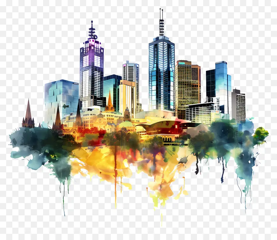 Melbourne City Skyline，Skyline Abstraite PNG