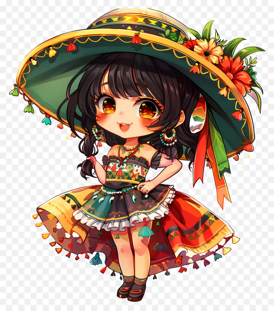 Cinco De Mayo，Fille En Costume Traditionnel PNG