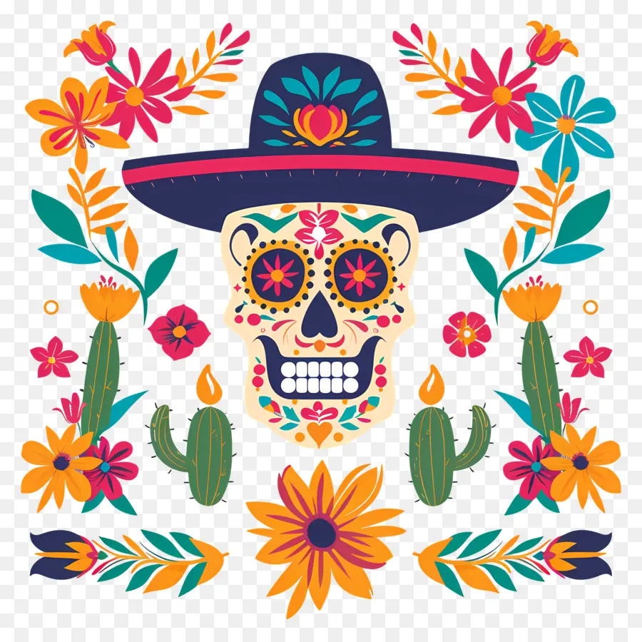 Cinco De Mayo，Crâne Décoré PNG