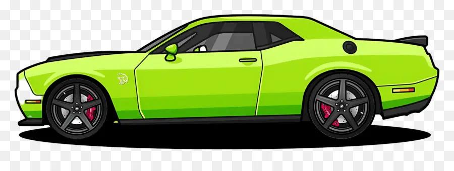 Jantes Noires，Voiture Verte PNG