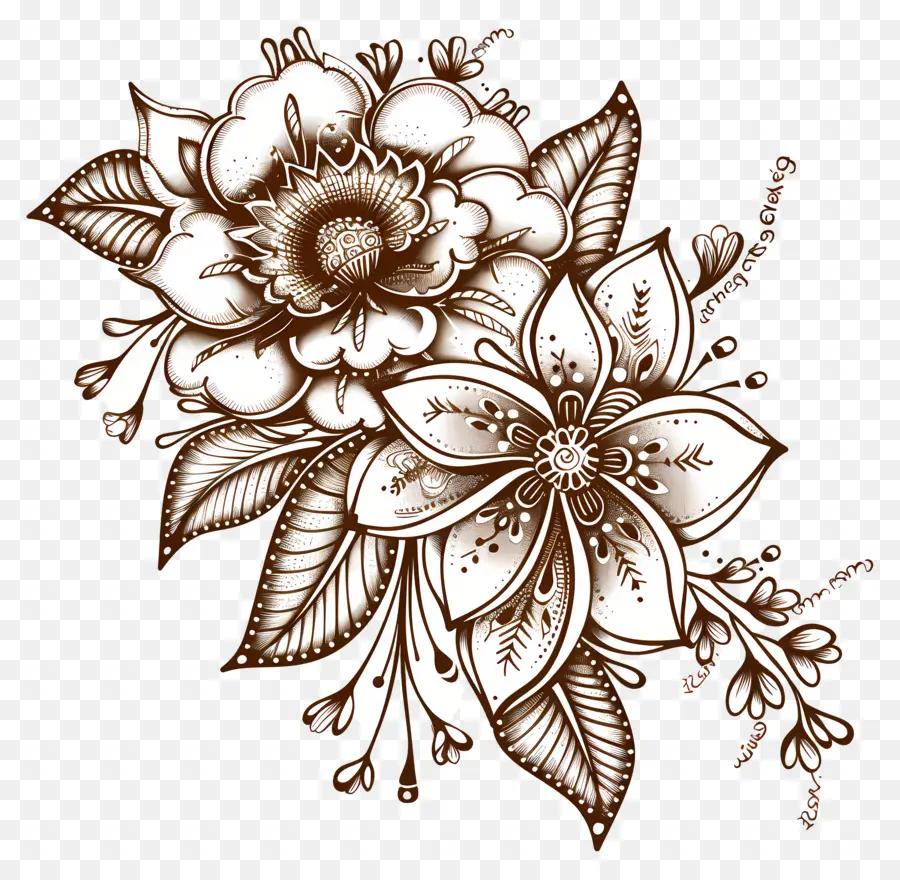 Fleur De Conception Mehndi，Design Floral PNG