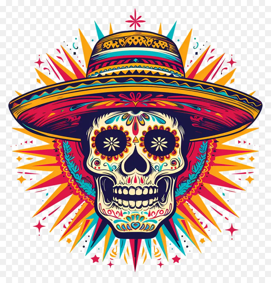 Cinco De Mayo，Crâne Coloré PNG