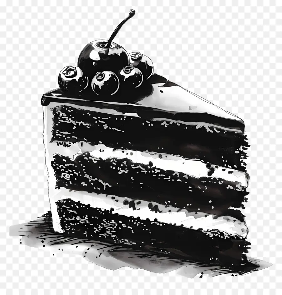 Gâteau Noir，Tranche De Gâteau PNG