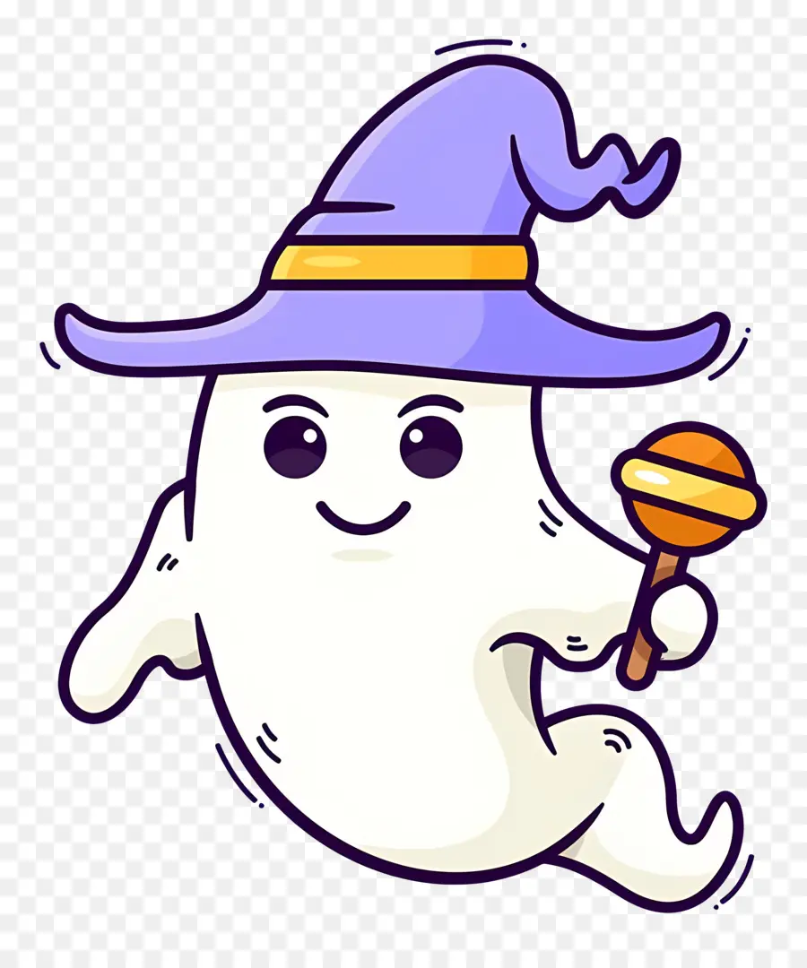 Fantôme D'halloween Mignon，Fantôme Avec Chapeau PNG