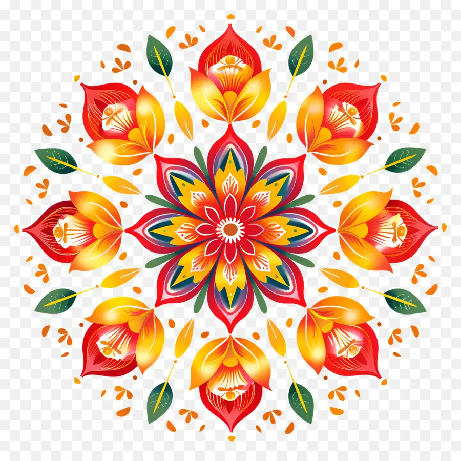 Diwali Flower Rangoli，Design Des Fleurs PNG