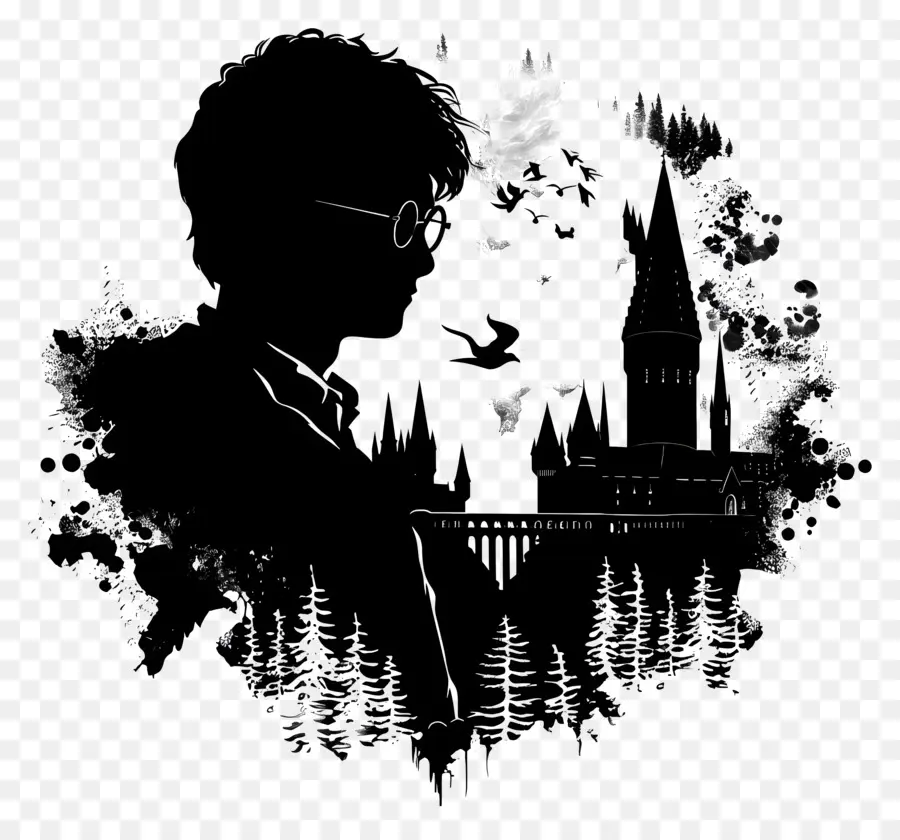 Harry Potter Silhouette，Silhouette De Sorcier PNG