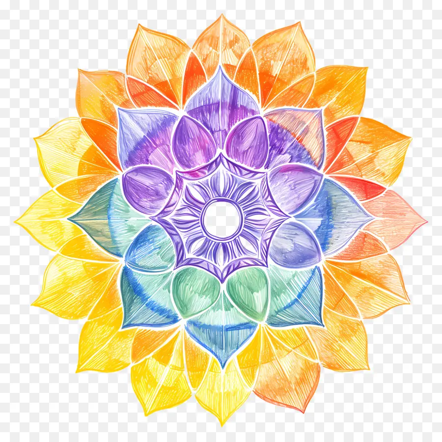 Chakra Ashoka，Mandala Coloré PNG