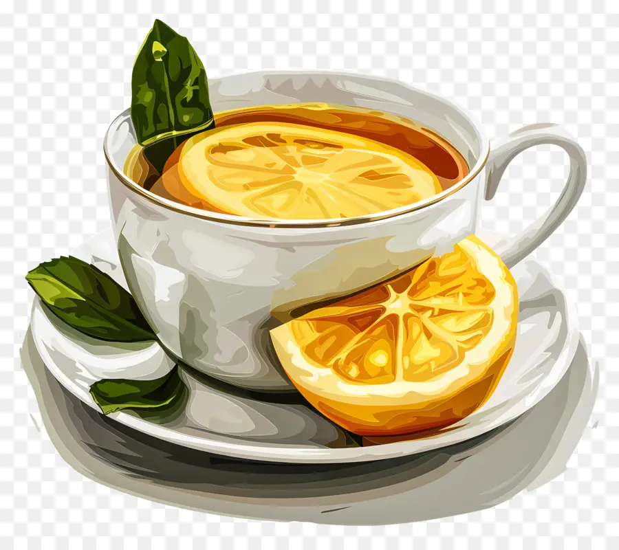 Thé Au Citron，Tasse En Porcelaine PNG