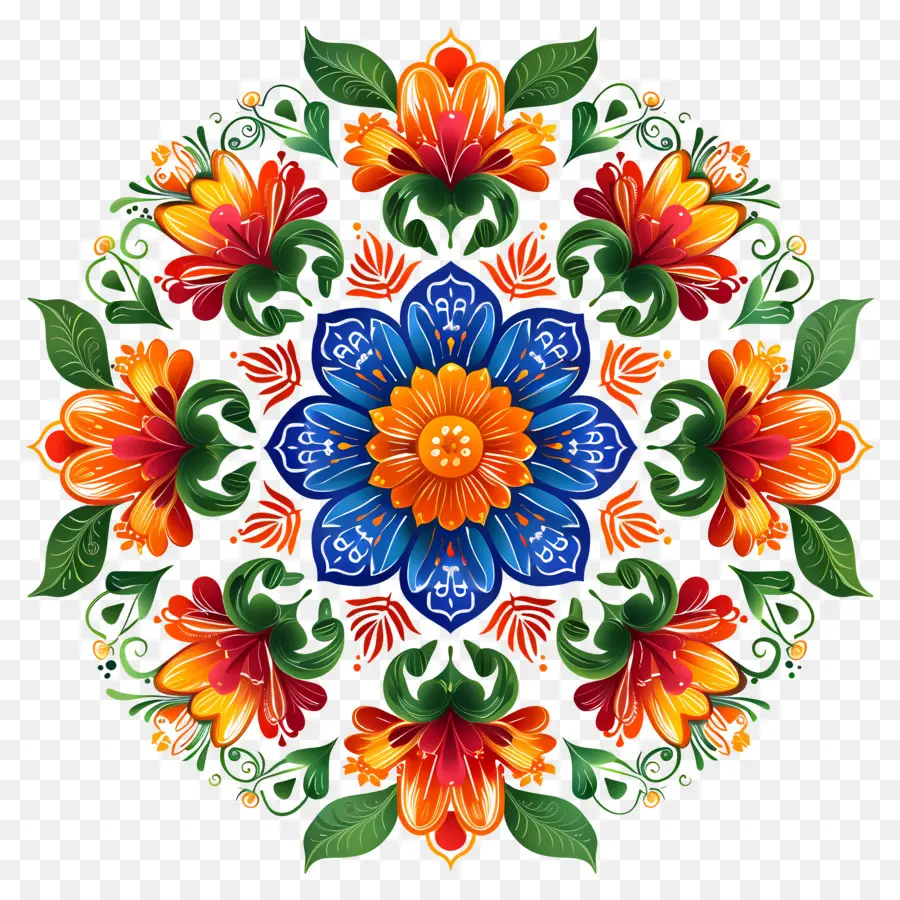 Diwali Flower Rangoli，Conception De Fleur PNG