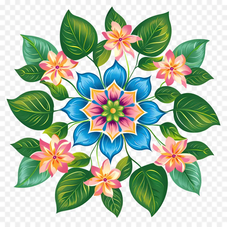 Fleur Rangoli，Arrangement De Fleurs PNG