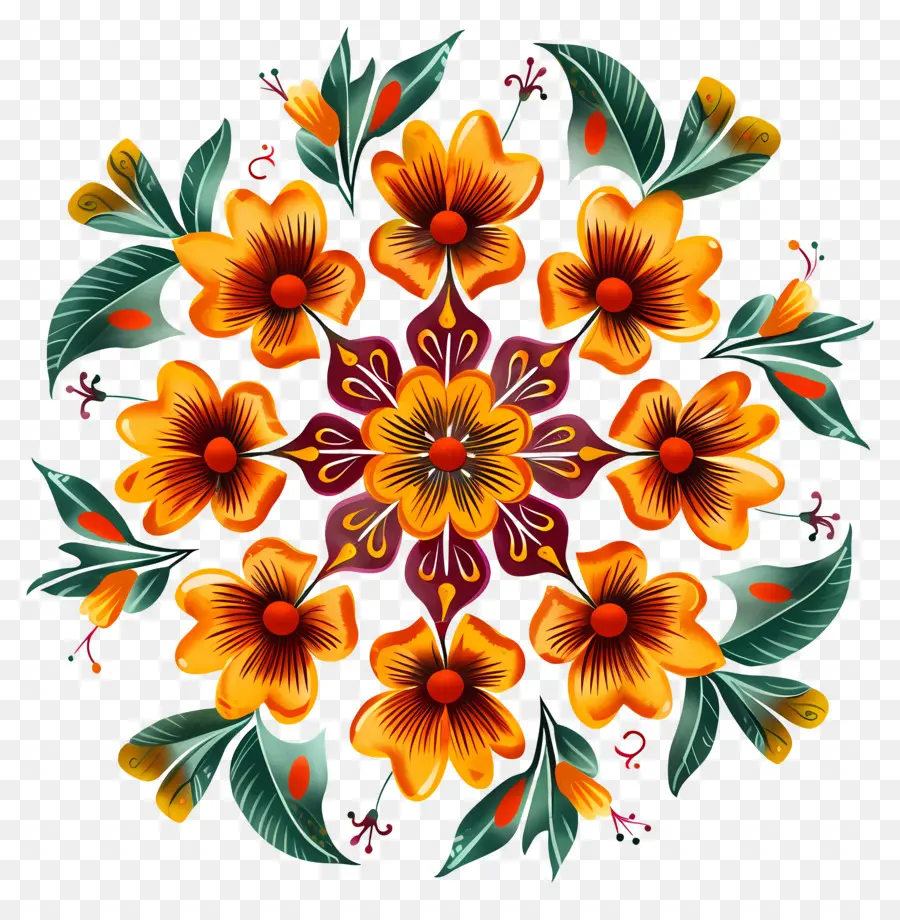 Fleur Rangoli，Design Floral PNG